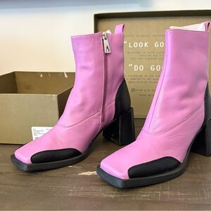 Brand New! Genuine Leather Lilac & Black Ankle Boots.